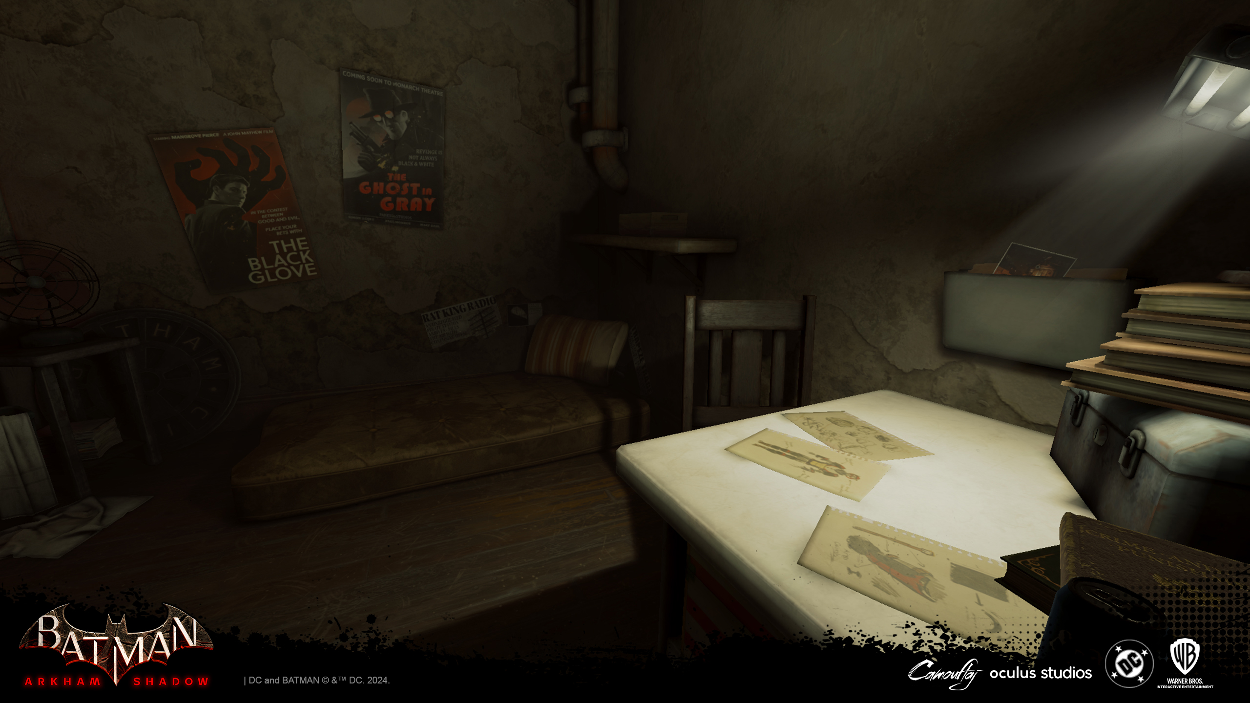 <h3>Young Rat's Bedroom Level Art</h3>Unity Game Engine<br>2024<br>Batman: Arkham Shadow © Camouflaj, Occulus Studios, DC, WB Interactive